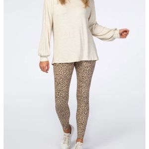 Taupe Animal Print Ribbed Maternity Leggings